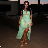 Dress Spaghetti Straps Corset Sleeveless Split Flounced